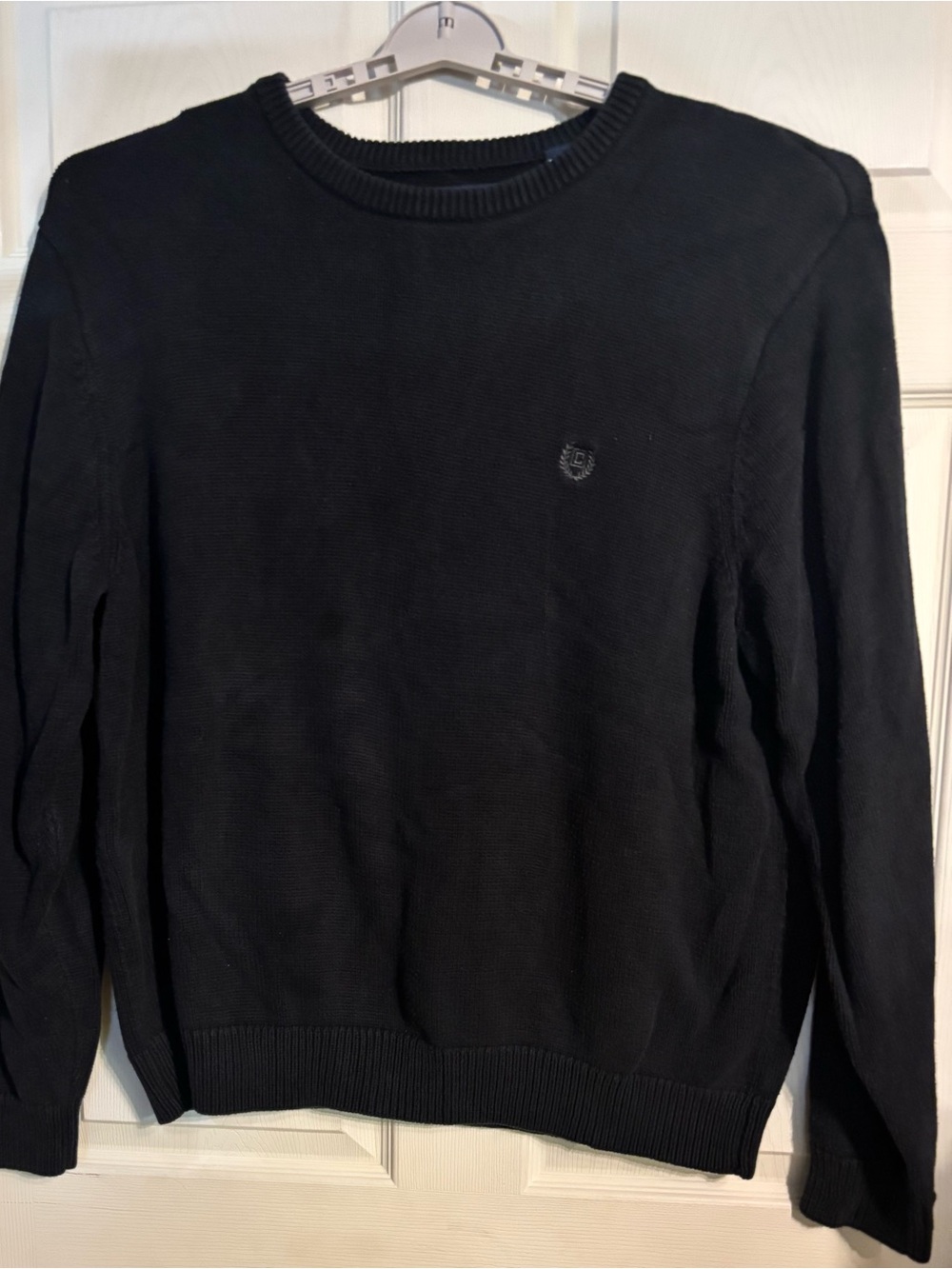 Chaps Black Chaps Crewneck Sweater with Subtle Logo